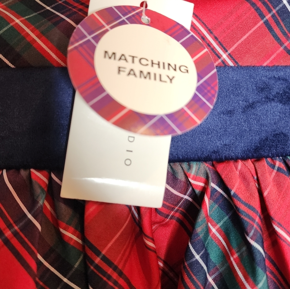 NWT Max Studio Kids Red Christmas Plaid Sateen Dress Velevt Bow Size 6 - Picture 12 of 14